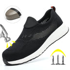 Sommer Mesh Leichte Arbeitssneaker Stahlkappe Schutzarbeitsschuhe Herren Damen Atmungsaktive Bauschuh Arbeitsstiefel Herren