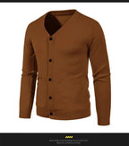 2024 M-5XL Herbst Herren Strickjacke Dünner V-Ausschnitt Basic Elastisch Slim Fit Dünner Pullover Einfarbig Freizeit Vielseitige Jacke