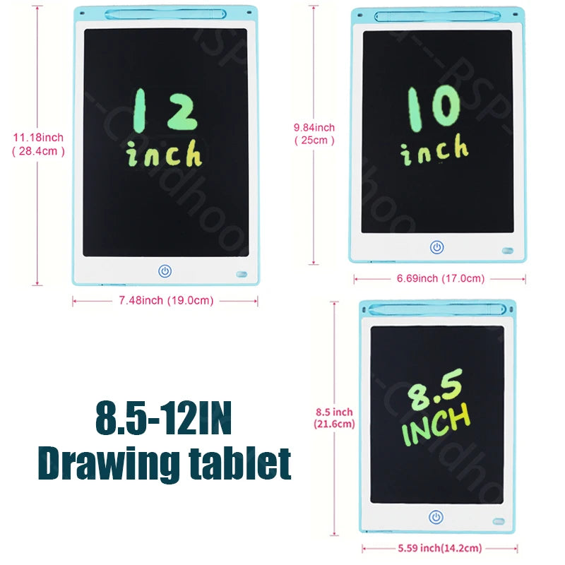8.5/10/12 Zoll LCD-Schreib-/Grafiktablett für Kinder von 3-8 Jahren, wiederverwendbares magisches Zeichenbrett mit Stylus, löschbares Doodle-Pad-Spielzeuggeschenk