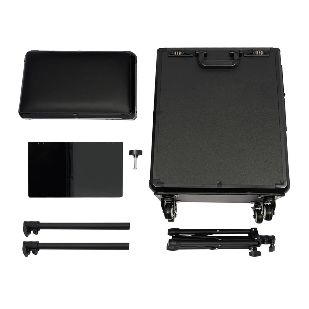 Rollender Make-up-Trolley mit Tattoo-Armlehnenständer, Beauty-Trolley mit 3 Schubladen, 4 Universalrädern und Zahlenschloss