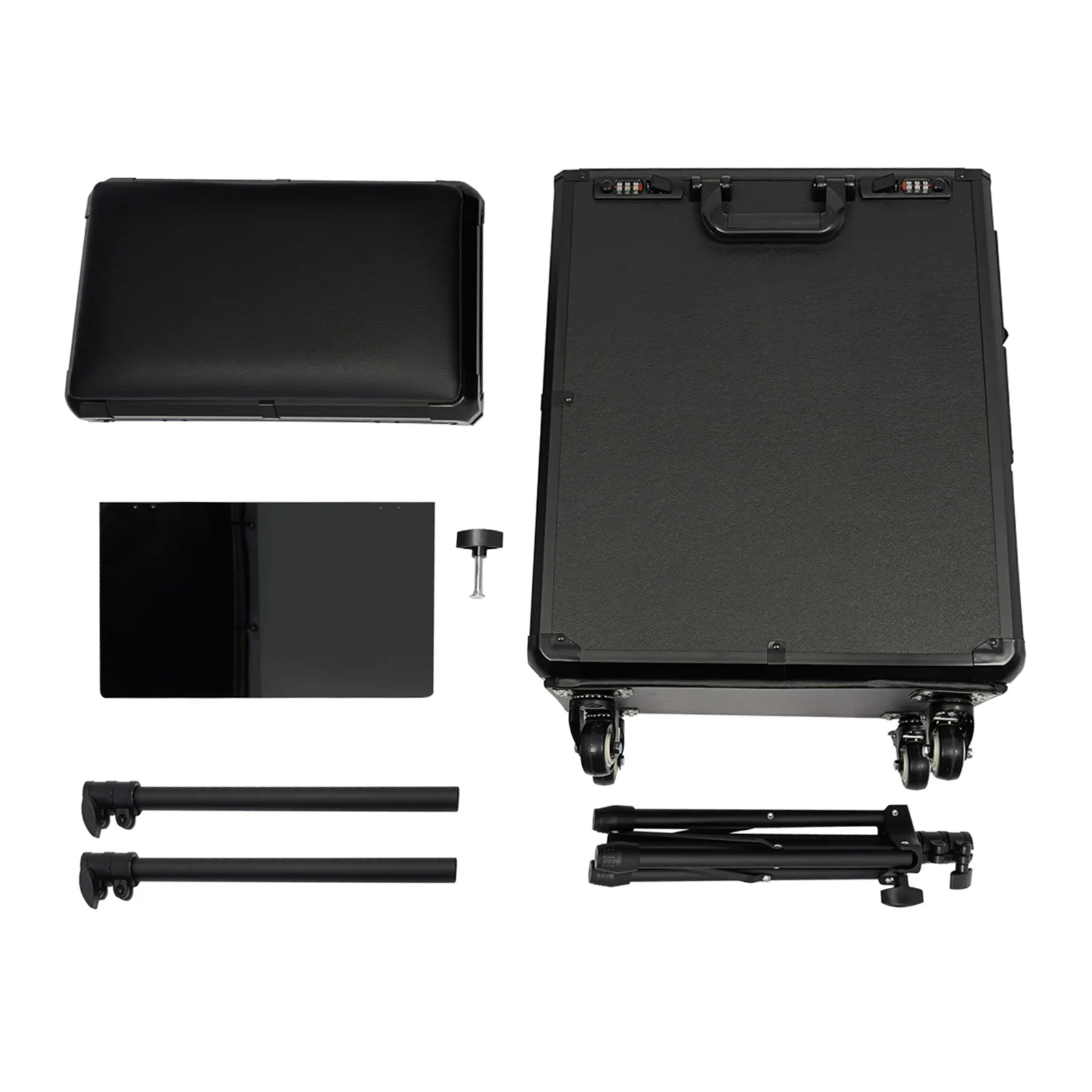 Rollender Make-up-Trolley mit Tattoo-Armlehnenständer, Beauty-Trolley mit 3 Schubladen, 4 Universalrädern und Zahlenschloss