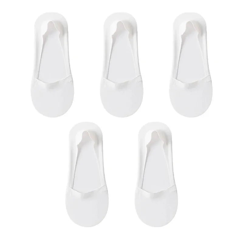 5 Paar Damen Socken Atmungsaktive Unsichtbare Silikon Anti-Rutsch Einfarbige Bootssocken Bequeme Hochwertige No-Show Socken Ultra-dünn