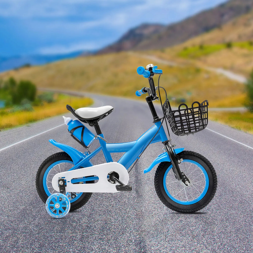 12-Zoll-Kinderfahrrad, Blau, Stabiles Radfahren, Zuverlässiges Bremssystem, Weicher Sitz für Kleinkinder von 2-4 Jahren