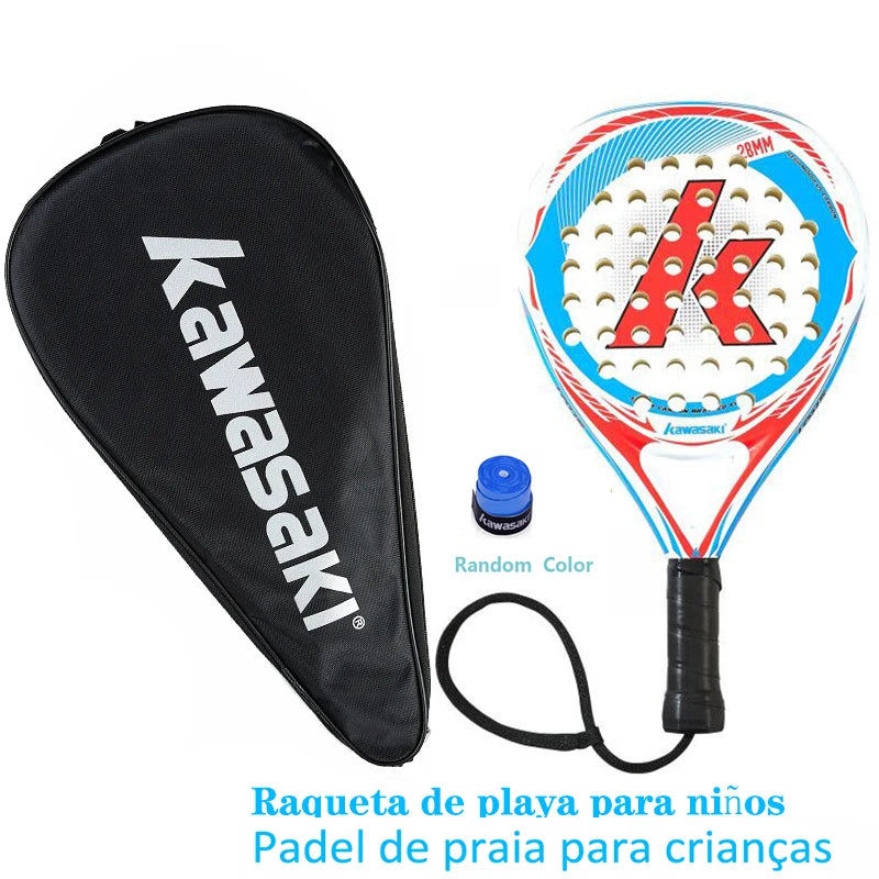 Kawasaki Padel Tennis Schläger aus Carbonfaser mit weichem EVA-Kern, inklusive Padel-Tasche und Hülle, Power Beach Tennis Padel