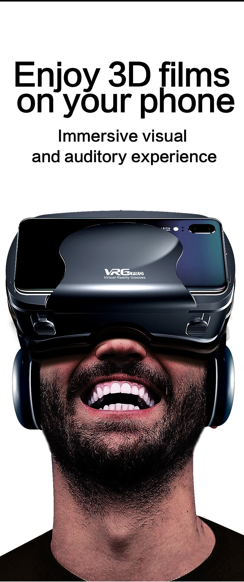 Virtual Reality 3D VR Headset Smart Glasses Helm für Smartphones Handy Mobile 7 Zoll Linsen Fernglas Brille Geräte