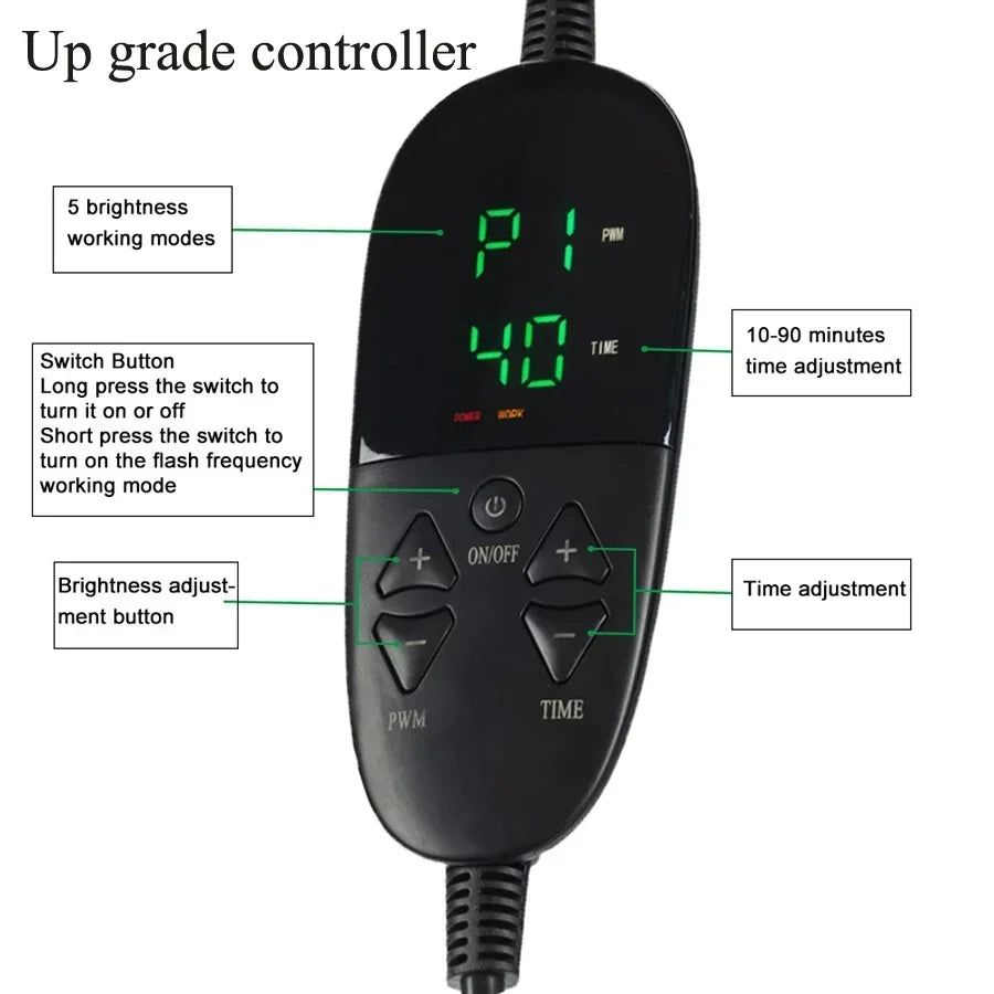 Rotlichttherapie-Matte, großes Rotlichttherapie-Pad mit Controller, Pulsmodus 660nm & 850nm Nahinfrarotlichttherapie-Gürtel