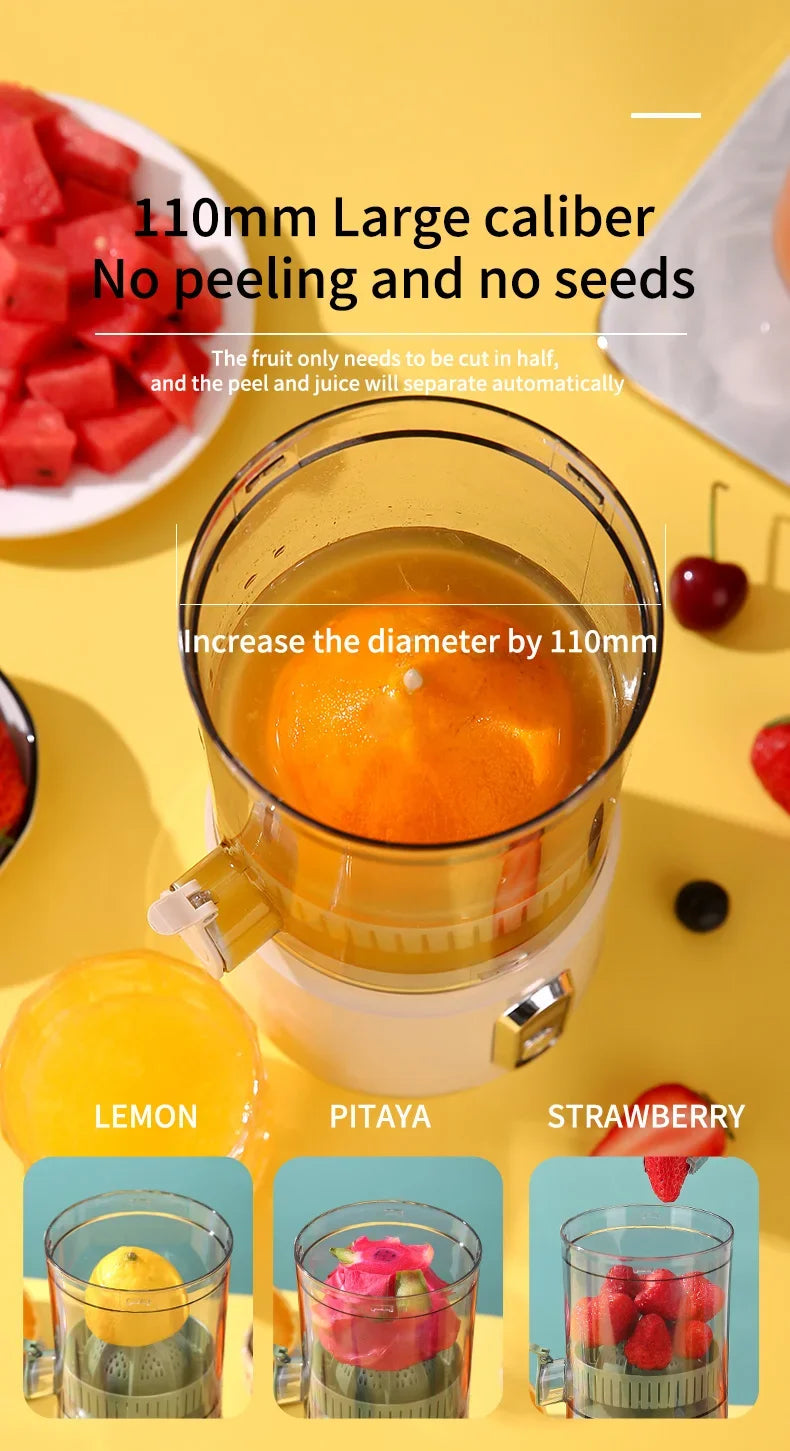 Elektrische Orangenpresse Tragbarer Zitrusentsafter Fruchtsaftpresse Fruchtfleischabscheider Entsafter USB-Ladefunktion 600 ml Smoothie-Mixer