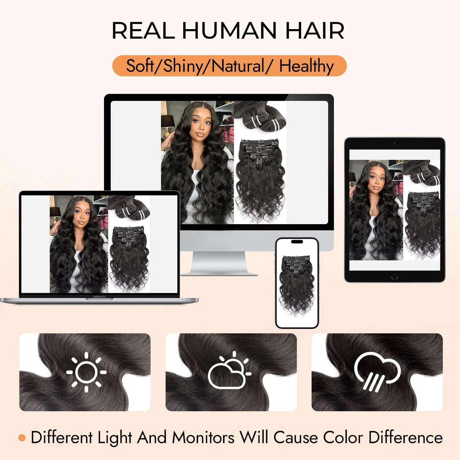 Wellenförmige Clip-in-Echthaarverlängerungen Clip Ins 120 Gramm Body Wave 18 Zoll 8 Stück Naturschwarz 100% Echthaar