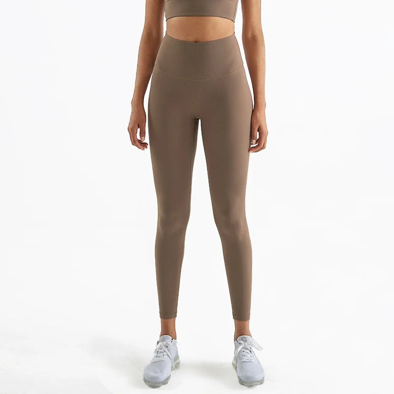 SOISOU Nylon Yogahosen Gym Leggings Damen Mädchen Fitness Weiche Strumpfhosen Hohe Taille Elastisch Atmungsaktiv Keine T-Linie Sporthosen