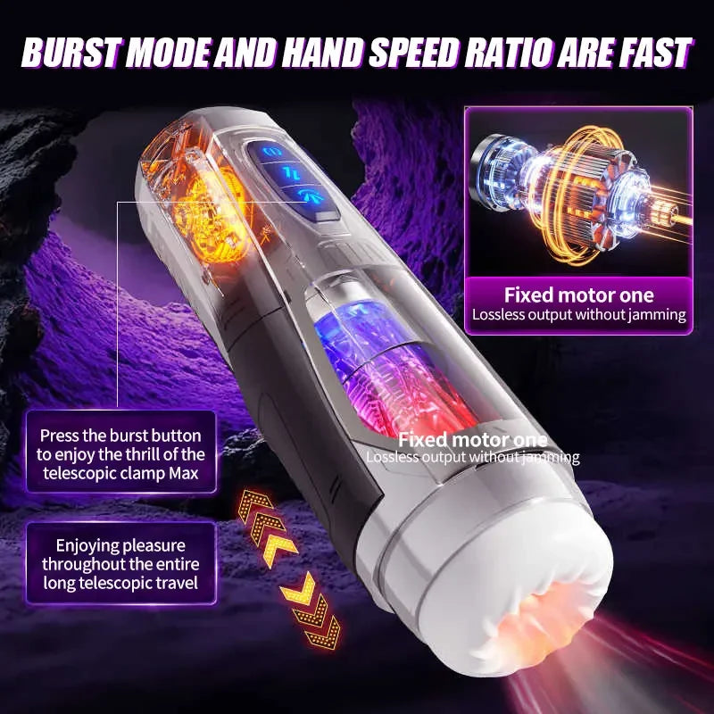 7 stoßende & vibrierende Stimulationsmodi, männlicher Masturbator Cup, realistischer 3D-Ärmel für männliche Masturbation, Penistraining, 18+