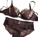 YUQI Französisches Retro-Spitzen-Dessous-Set – Push-up-Minimizer-BH mit weichem Bügel für große Oberweite, sexy Bralette- und Höschen-Set, Bestseller