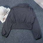Yoga-Kleidung Amerikanischer Stil Sport Winddichte Stehkragen Sonnenschutzjacke Atmungsaktives Oberteil Outdoor Schnelltrocknend Kurzer Reißverschluss Damen