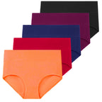 Molasus 5 Stück Damen Baumwollunterhosen Nahtlose Unterwäsche Hohe Taille Volle Abdeckung Damen Slips Set Atmungsaktive Unterhosen Übergröße