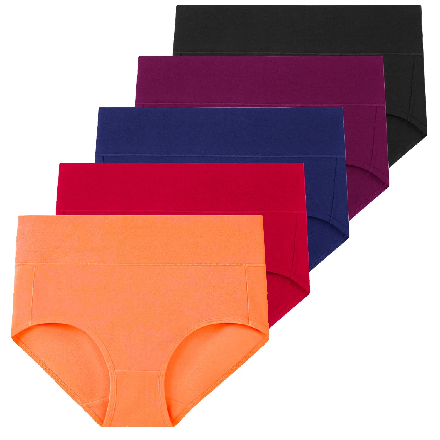 Molasus 5 Stück Damen Baumwollunterhosen Nahtlose Unterwäsche Hohe Taille Volle Abdeckung Damen Slips Set Atmungsaktive Unterhosen Übergröße