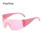 Neue Y2K Randlose Punk-Sonnenbrille Goggle Damen Herren Luxusmarke Wrap Around Sonnenbrille Fünf Sterne Eyewear Sport One Piece Shades