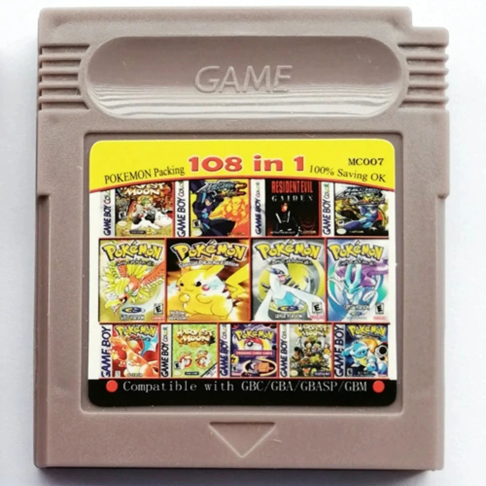 GBC Game Combo Pokémon Serie 61in1 108in1 Game Videospielkassette Karte, englische Version für GBC/GBA/SP/GBM