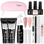 24-teiliges Set 20ml Poly Nail Extension Gel Kit Mini-UV-Lampe Versiegelung mit Basislack Überlack Professionelles Poly-UV-Nagelgel-Kit Starter-Kit