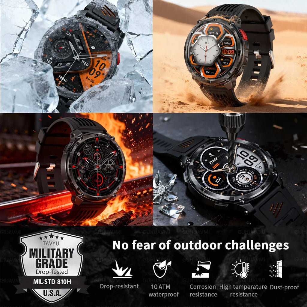 2026 Neue T-Rex3 Pro 1100mAh Akku Smartwatch GPS-Route 5ATM Wasserdicht Sport Lauf-Tracker Outdoor Kompass Militär-Smartwatch