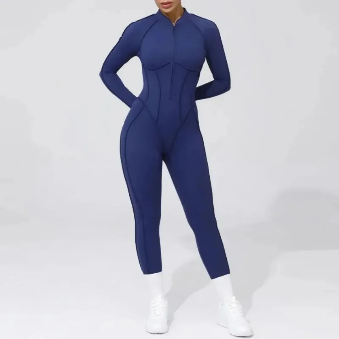 Women's Yoga Jumpsuit Hip Lift Sports Fitness Removable Padding Backless Zipper Leggings One-Piece Running Workout Gym Jumpsuit