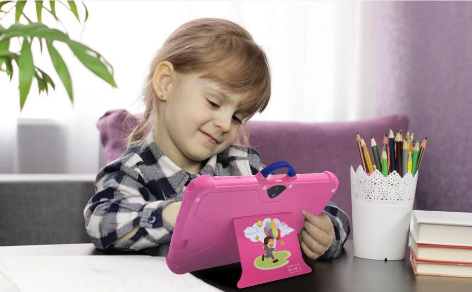 Neues Cartoon-Muster Kinder-Tablet 7 Zoll Quad-Core 4GB RAM 64GB ROM Android Lernspiele Tablets Kindergeschenke