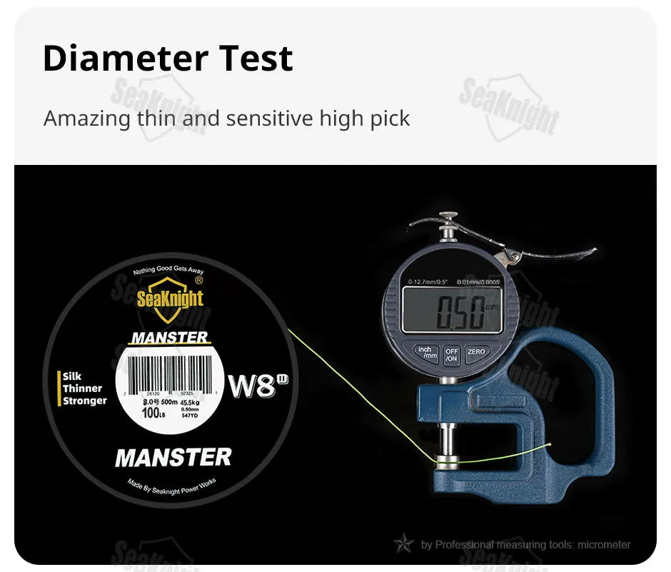 SeaKnight Brand W8 II Serie 500M 8-fach geflochtene Angelschnur aus PE, fortschrittliche geflochtene PE-Schnur, UV-beständige Salzwasser-Schutzbeschichtung