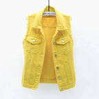 Mode Jeansweste Damen Cropped Frühling Sommer Ärmellose Tops Kurze Jacken Weste Top Oberbekleidung Jeans Cowboy Female