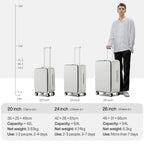 Mixi NEUER Aluminiumrahmen-Koffer Handgepäck Rollkoffer mit USB-Anschluss, Getränke- und Handyhalter für die Kabine, 20 24 Zoll