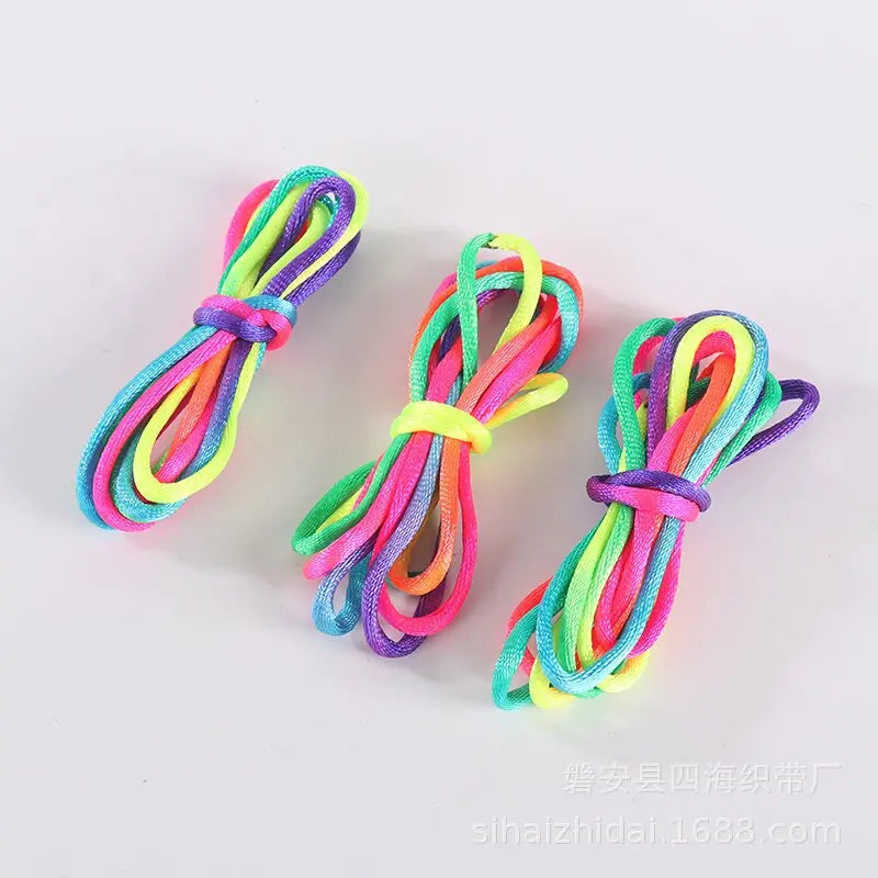 Regenbogen Cats Cradle Schnur 1.6M/63 Zoll Lange Regenbogen Bunte Fingerschnur Chinesische Fingerspiele Spielzeug für Kinder