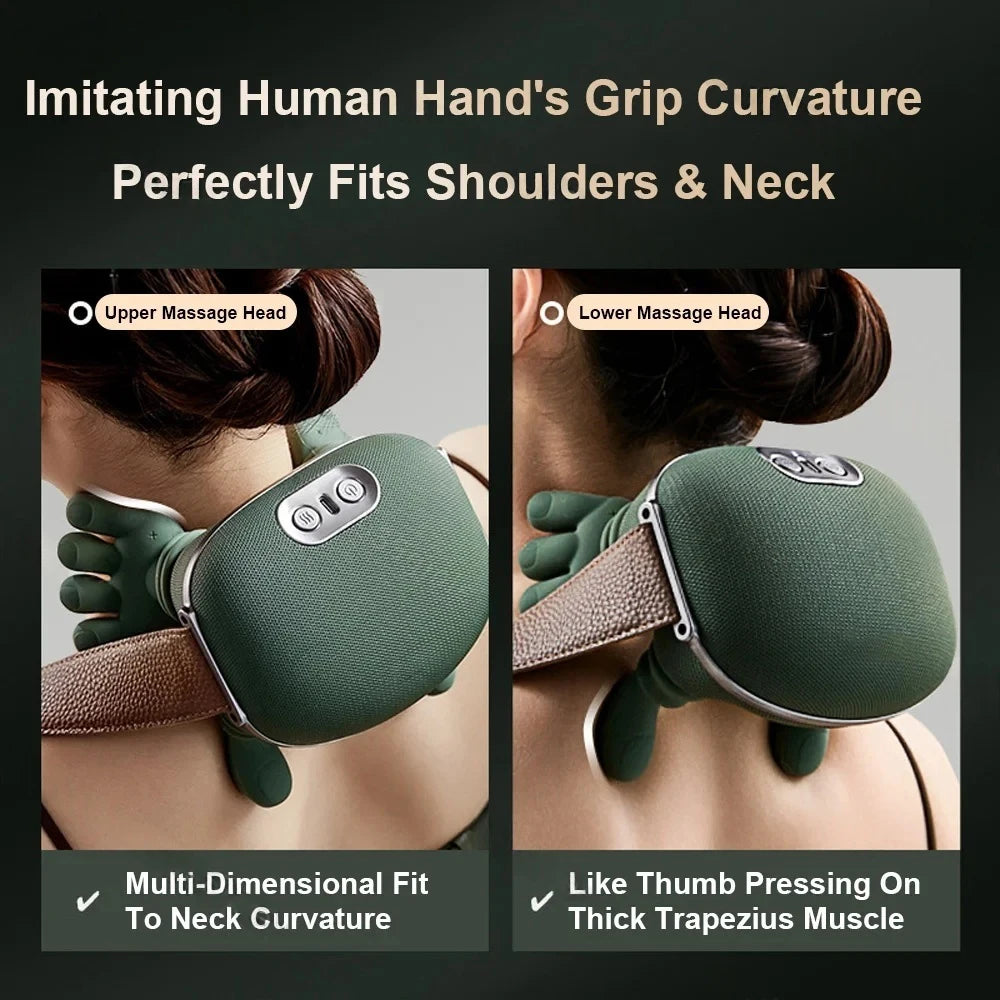 Elektrisches Shiatsu Nacken-Schulter-Rückenmassagegerät Fingermassage Tiefenknetung Muskelentspannung zur Stresslinderung