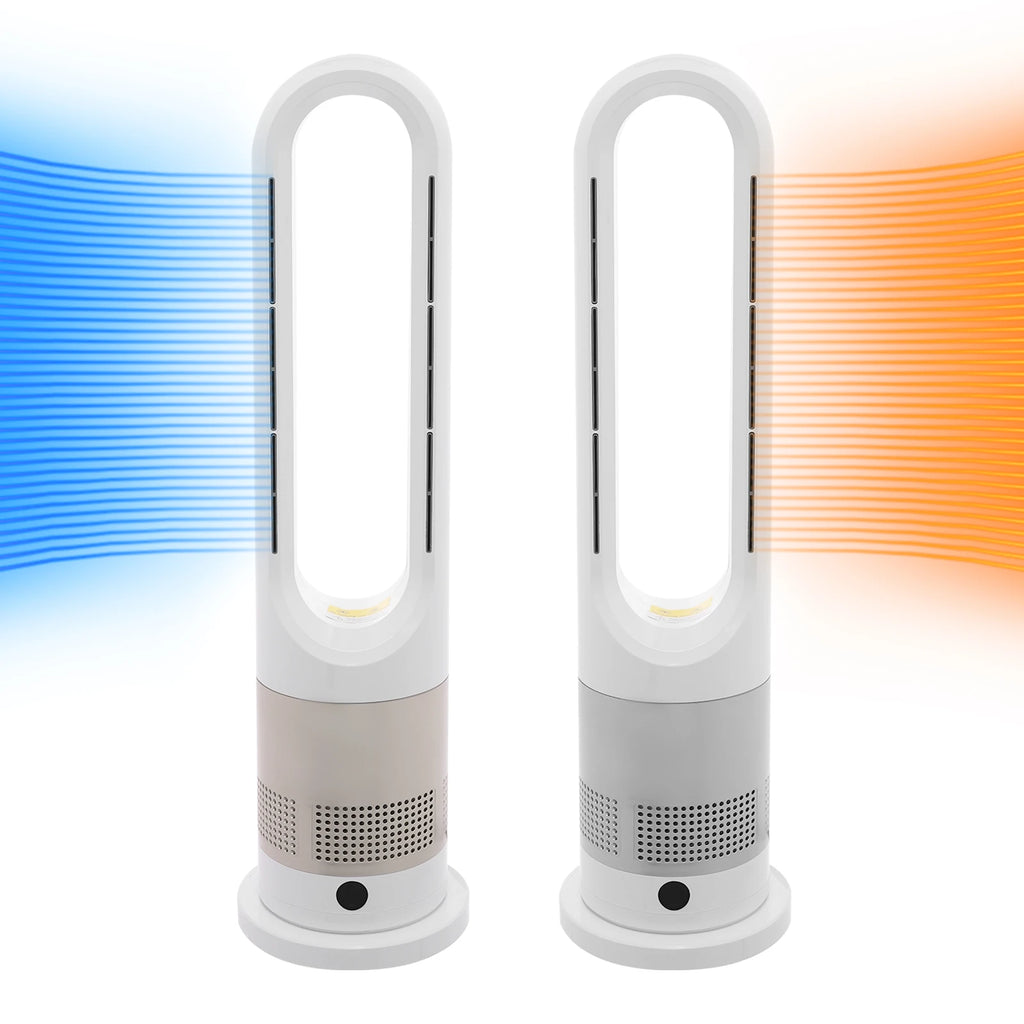 Blattloser Ventilator zum Kühlen und Heizen 220 V mit Timer, Fernbedienung, 8 Windstärken, leise, für Zuhause, Klimaanlage, Heizung, LED-Anzeige