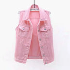 Mode Jeansweste Damen Cropped Frühling Sommer Ärmellose Tops Kurze Jacken Weste Top Oberbekleidung Jeans Cowboy Female