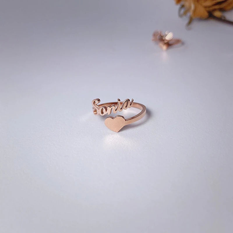 Personalisierter, individueller Liebesnamensring, modische Paarringe zum Valentinstag, Freundinnen-Geschenk, Herz-Ehering, Damenschmuck