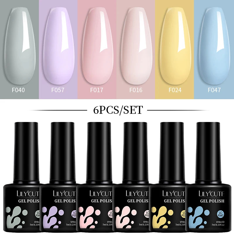 LILYCUTE 7ML 6PCS Neon Gel Nagellack Set fluoreszierend Farbwechsel Semi Permanent Soak Off Maniküre-Kit Nail Art Gel