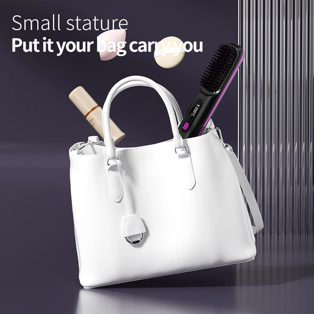 Cordless Hair Straightener Brush 3 Temperature Electric Negative Ions Ceramic Anti-Scald Heated Comb Hair Styling Tools
