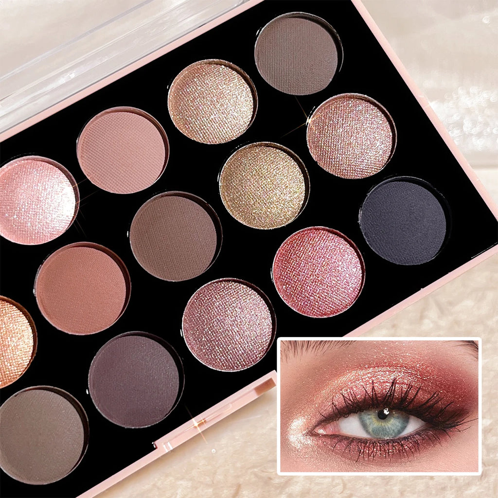 18-Farben-Lidschatten-Palette – Perlglanz, Matt, feiner Schimmer, Glitzer, Erdtöne, langanhaltend, hochpigmentiert