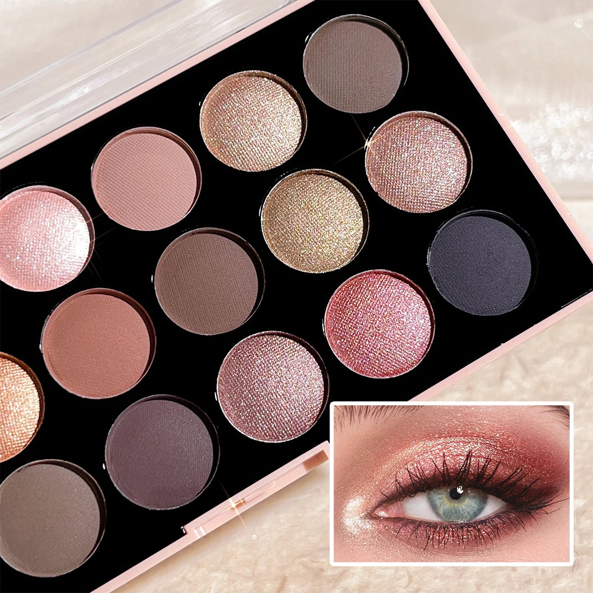 18-Farben-Lidschatten-Palette – Perlglanz, Matt, feiner Schimmer, Glitzer, Erdtöne, langanhaltend, hochpigmentiert