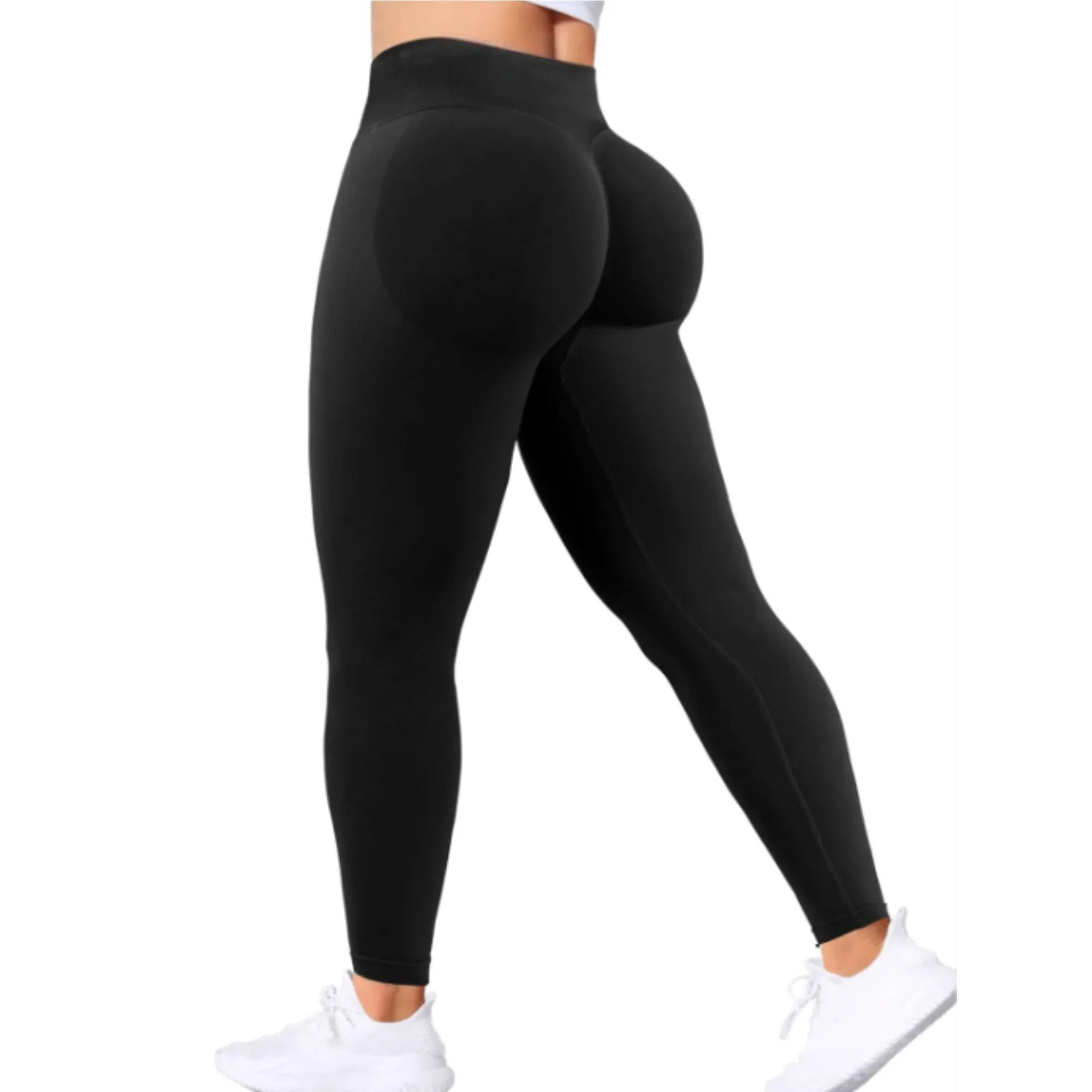 Nahtlose Damen-Yogahose mit festem Bund, dreifachem Bund, sexy, hüfthebend, enge Sporthose, Fitness-Trainings-Yogahose