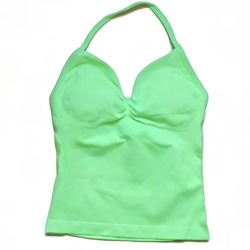 Gym Schöner offener Rücken BH Laufen Training Impact Neckholder Longline Trägertop Sport Yoga Weste Damen Fitness Tank Top