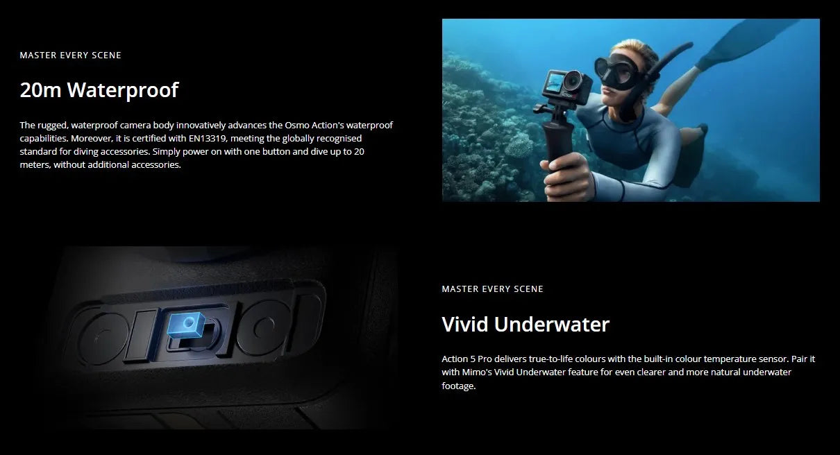 DJI Osmo Action 5 Pro Standard Combo Nächste Generation 1/1.3″ Sensor Klare OLED-Touchscreens 32X Super Zeitlupe