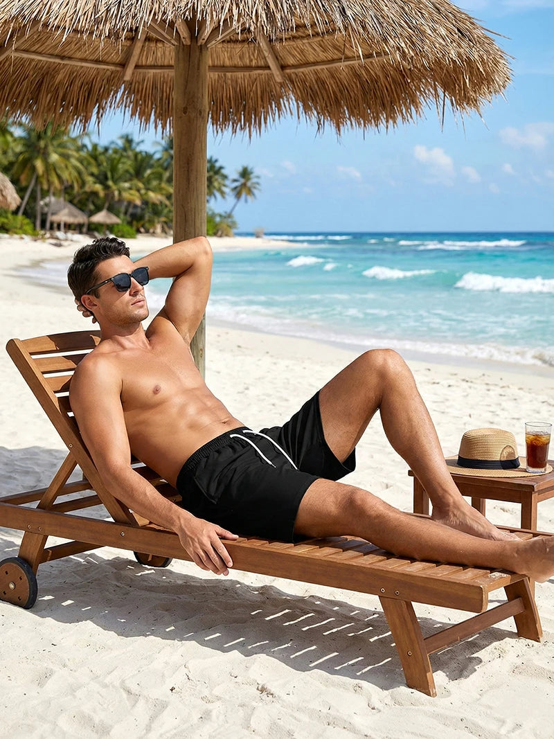 Herren-Badehose mit Kompressionsfutter, Handytasche, schnell trocknend, Badeshorts, Strandshorts, Bademode
