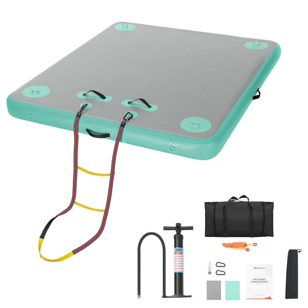 Aufblasbare Schwimminsel Luftmatratze Leiter+Seil+Pumpe Wassersportausrüstung Schwimmende Matte Dock Plattform für See/Insel/Schwimmbad