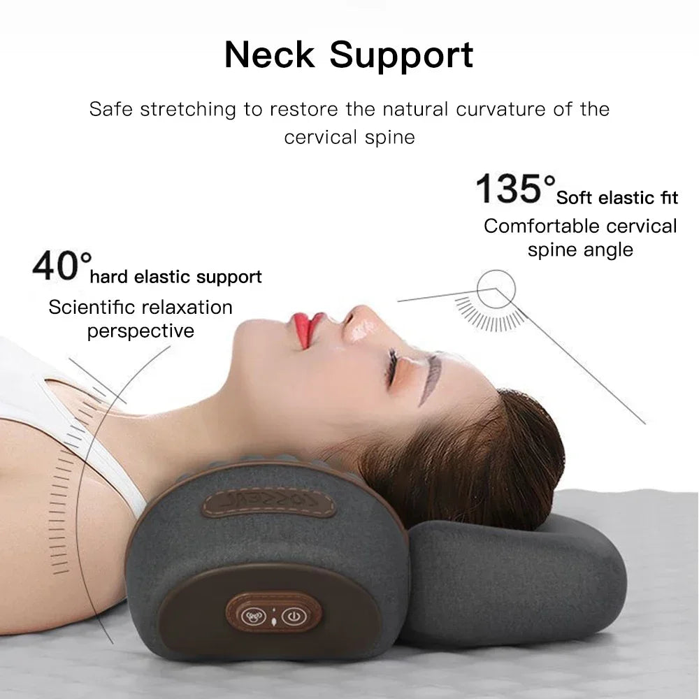 Elektrisches Nackenmassagegerät, Nackenkissen, Heiße Kompresse, Nackenstreckung, Heizung, Vibration, Nacken-Schultermassagekissen, Rückenstreckung