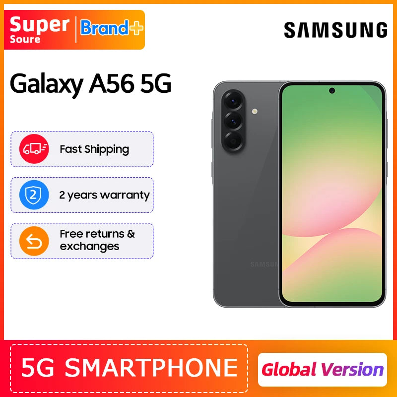 Samsung Galaxy A56 5G Smartphone 6,7 Zoll Super AMOLED Display 120Hz Bildwiederholfrequenz 50MP Rückkamera 5000mAh Akku 8GB 256GB
