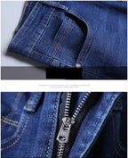 Men Fashion Straight Jeans Men 2025 New Stretch Slim Fit Pants Comfortable Soft Business Denim Trousers Male Brand Clothing