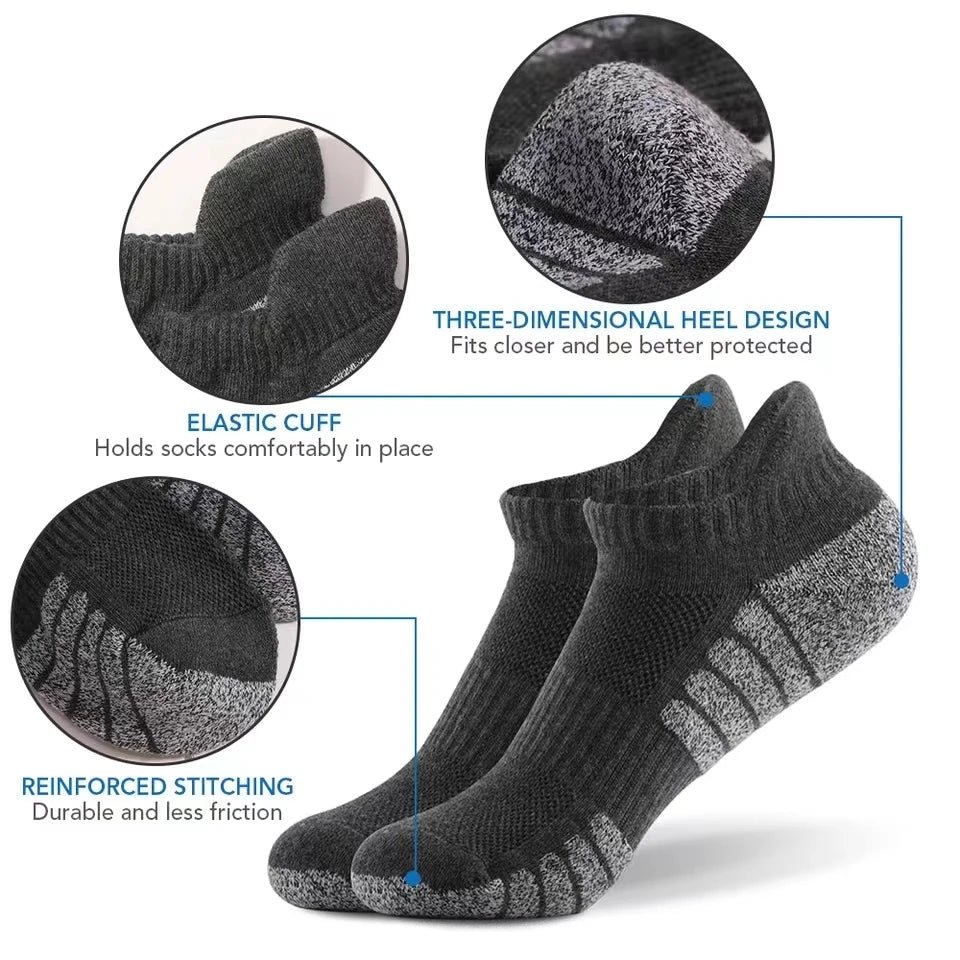 3 Paar professionelle Lauf-Sport-Fitness-Knöchelsocken Herren Handtuchsocken Outdoor-Sport Kurze Socken Herren und Damen Socken GIFRS