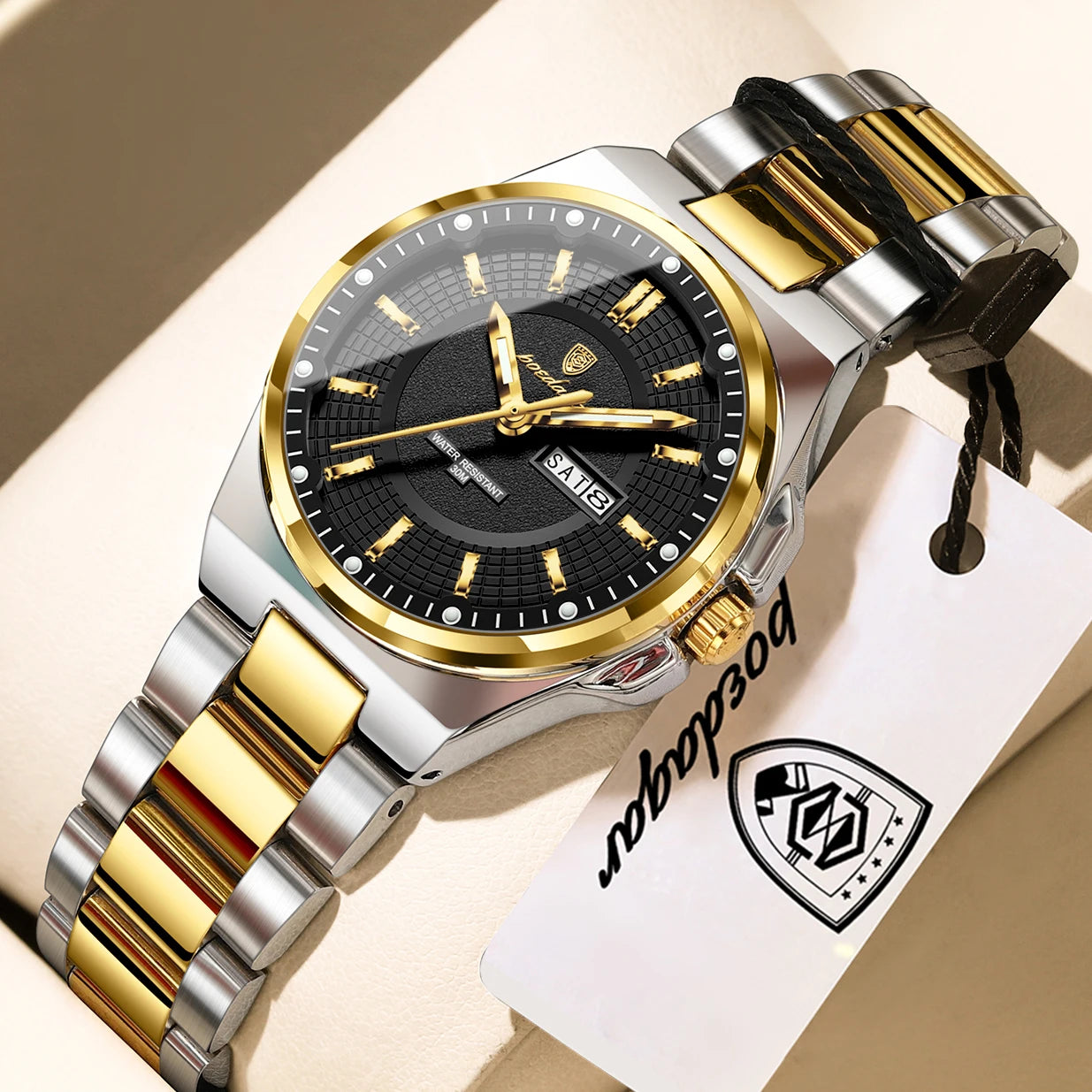 POEDAGAR Fashion Damen-Armbanduhr, Top Elegant, Woche, Datum, Damen-Uhr, Quarz, Edelstahl, Leuchtend, Wasserdicht, Damenuhren, Reloj