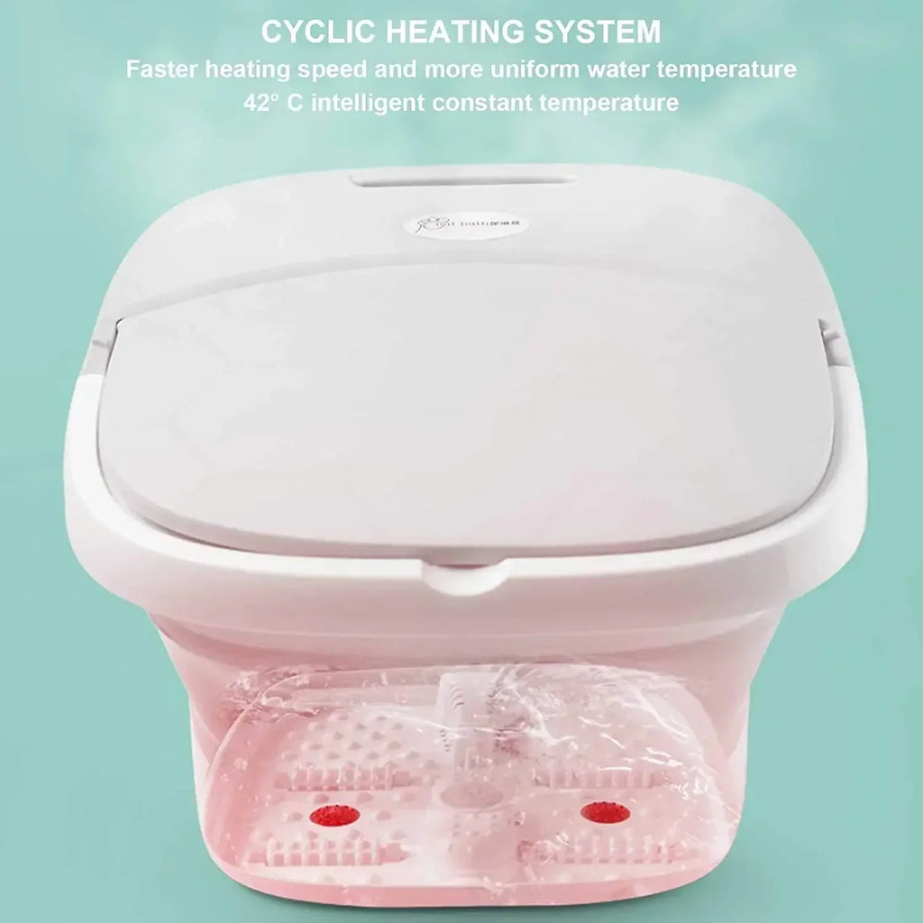 Faltbarer Fußbad-Massager mit Heizung, Vibration, 4 Rollen, Temperaturregelung, kabelloser Fernbedienung, Fuß-Spa zur Schmerzlinderung für den Heimgebrauch