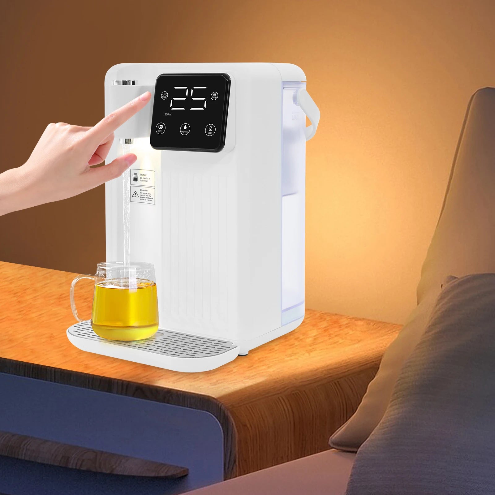 3L Weißer Instant-Heißwasserspender mit LED-Anzeige 19*24*29,5cm Schnelle Heizung Wasserspender Büro Desktop Wasserspender