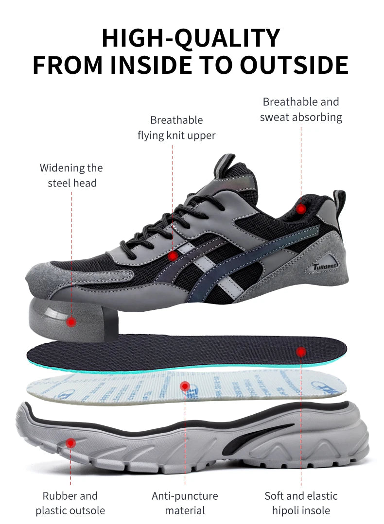Herren-Sicherheitsschuhe, durchtrittsichere Arbeits-Sneaker, leichte Arbeitsschuhe, Herren-Stahlkappenschuhe, Sicherheitsstiefel, unverwüstliche Schuhe