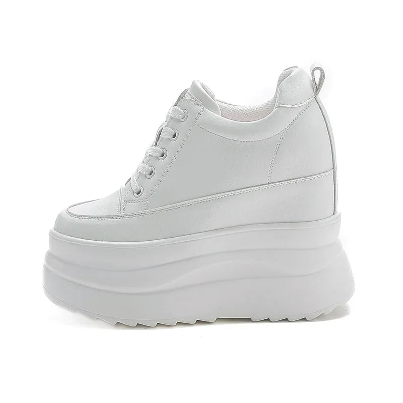 Fujin 13cm 2025 Echtes Leder Plateau Keilabsatz Flats Schuhe Chunky Sneaker Lässige Bequeme Hochwertige Herbst Spaziergangsschuhe